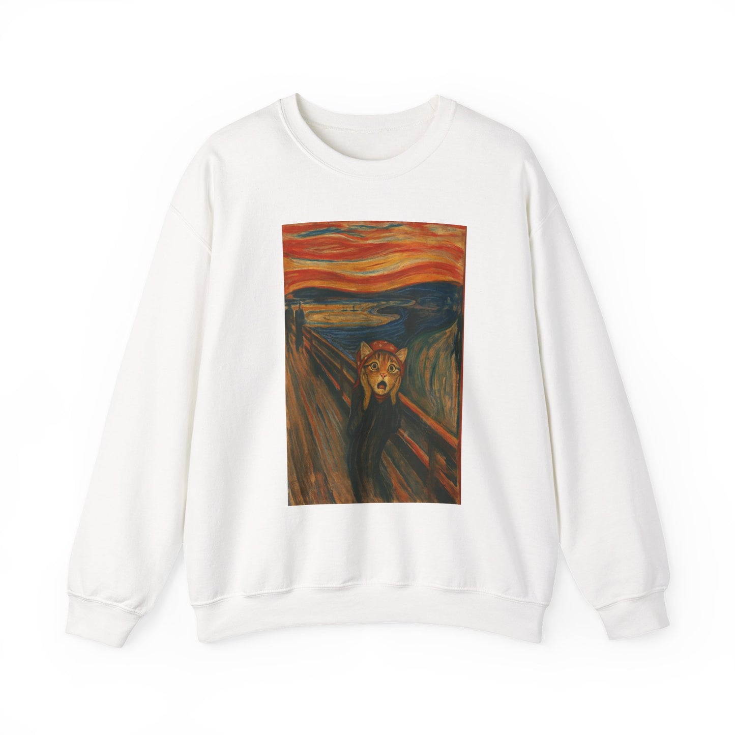 Babushak Cat x Edvin Munch Tabby Cat Art Unisex Heavy Blend™ Crewneck Sweatshirt