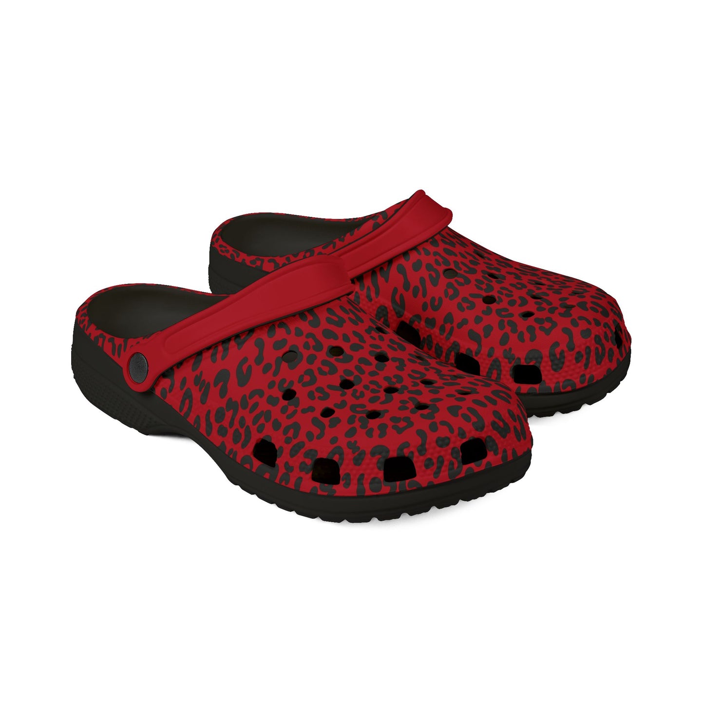 Red and Black Cheetah Granny Gliders EVA Foam Rubber Shoes