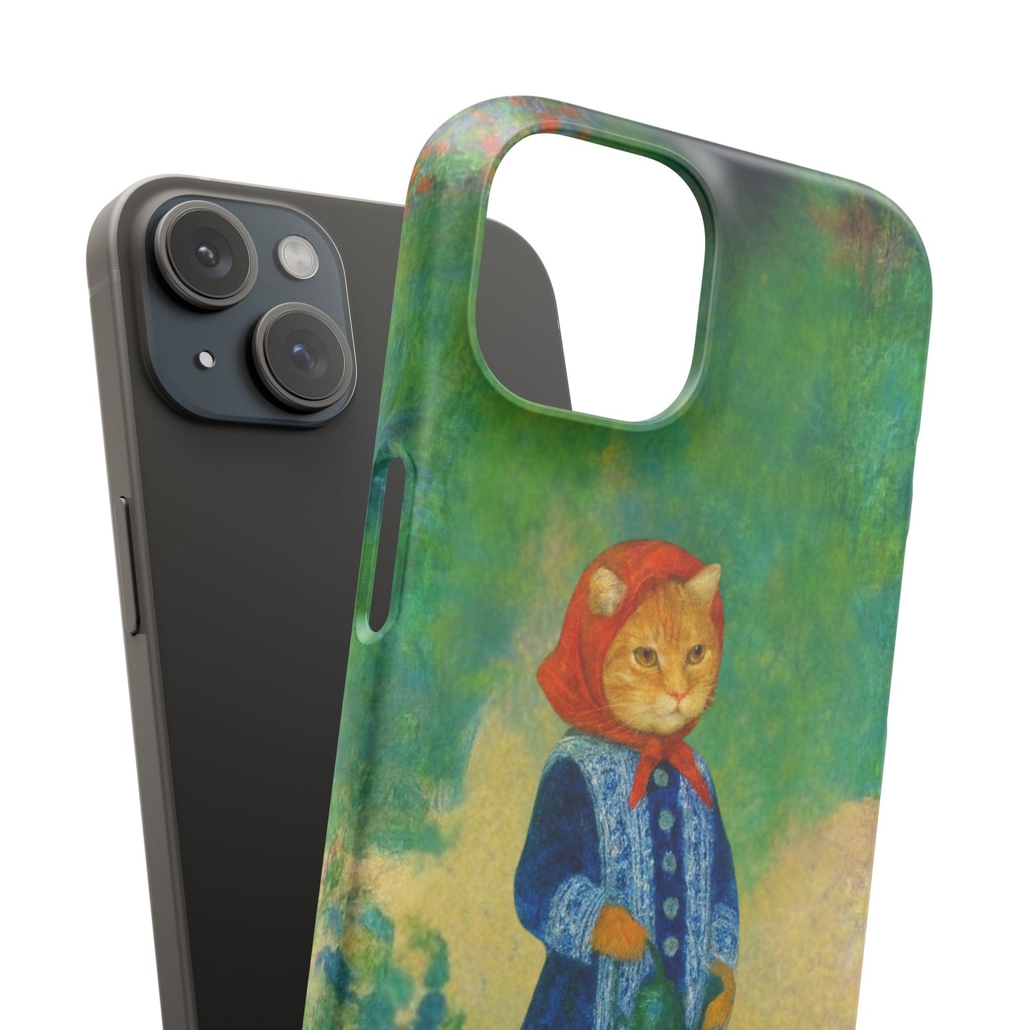 Babushka Cat With a Watering Can x Renoir Funny Art  Slim Phone Case