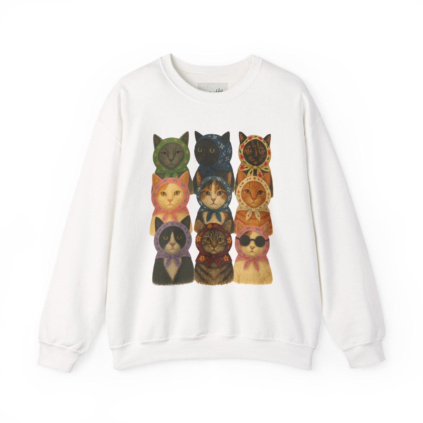 Babushka Cats Varieties Kitschy Cat Crewneck Sweatshirt