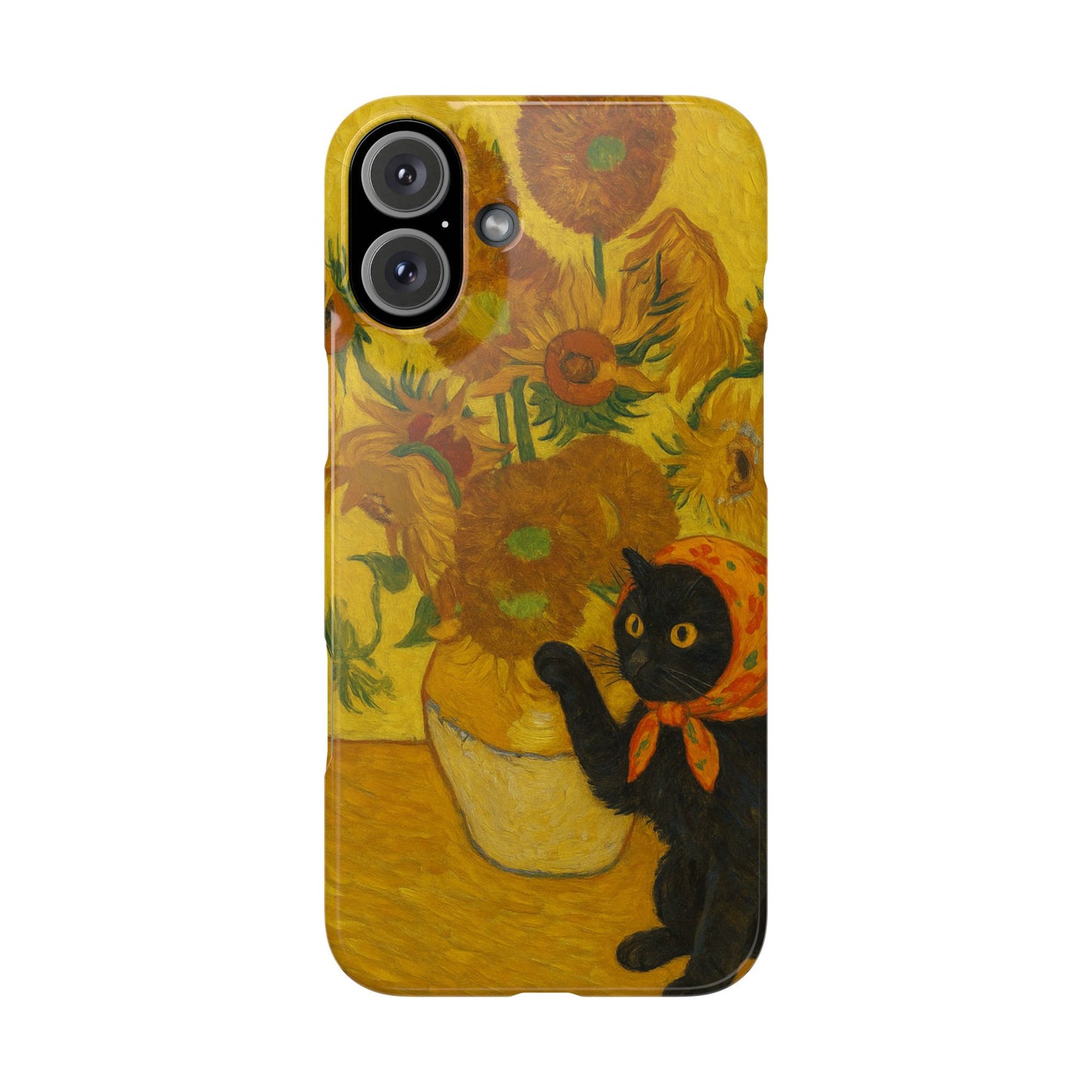 Babushka Cat Van Gogh Sunflowers Snap Phone Case