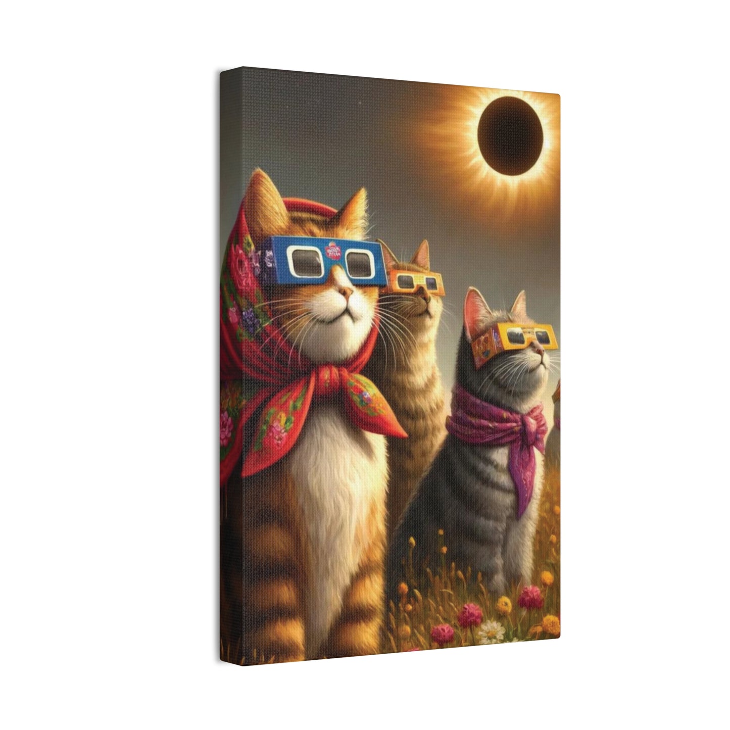 Babushka Cats Eclipse Watchers Wall Art