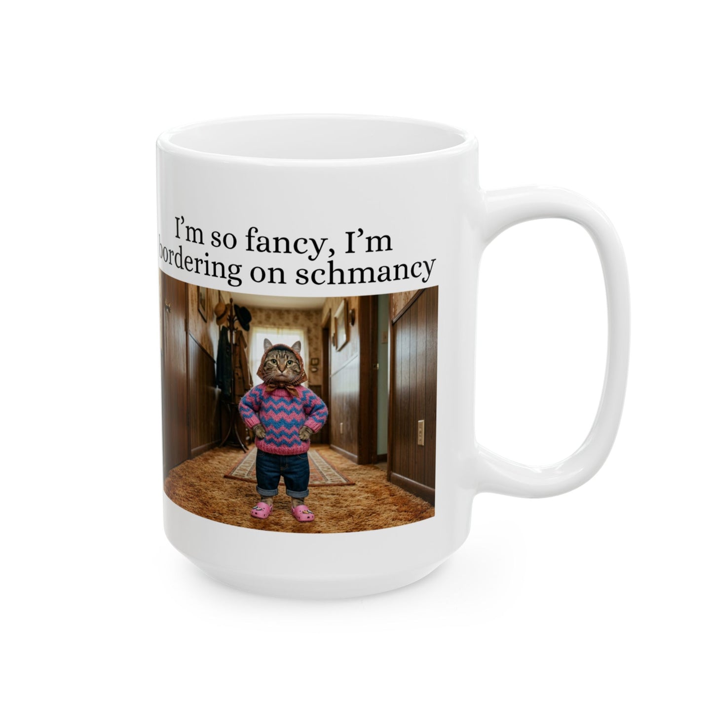 Babushka Cat Fancy Schmancy Ceramic Mug, (11oz, 15oz)