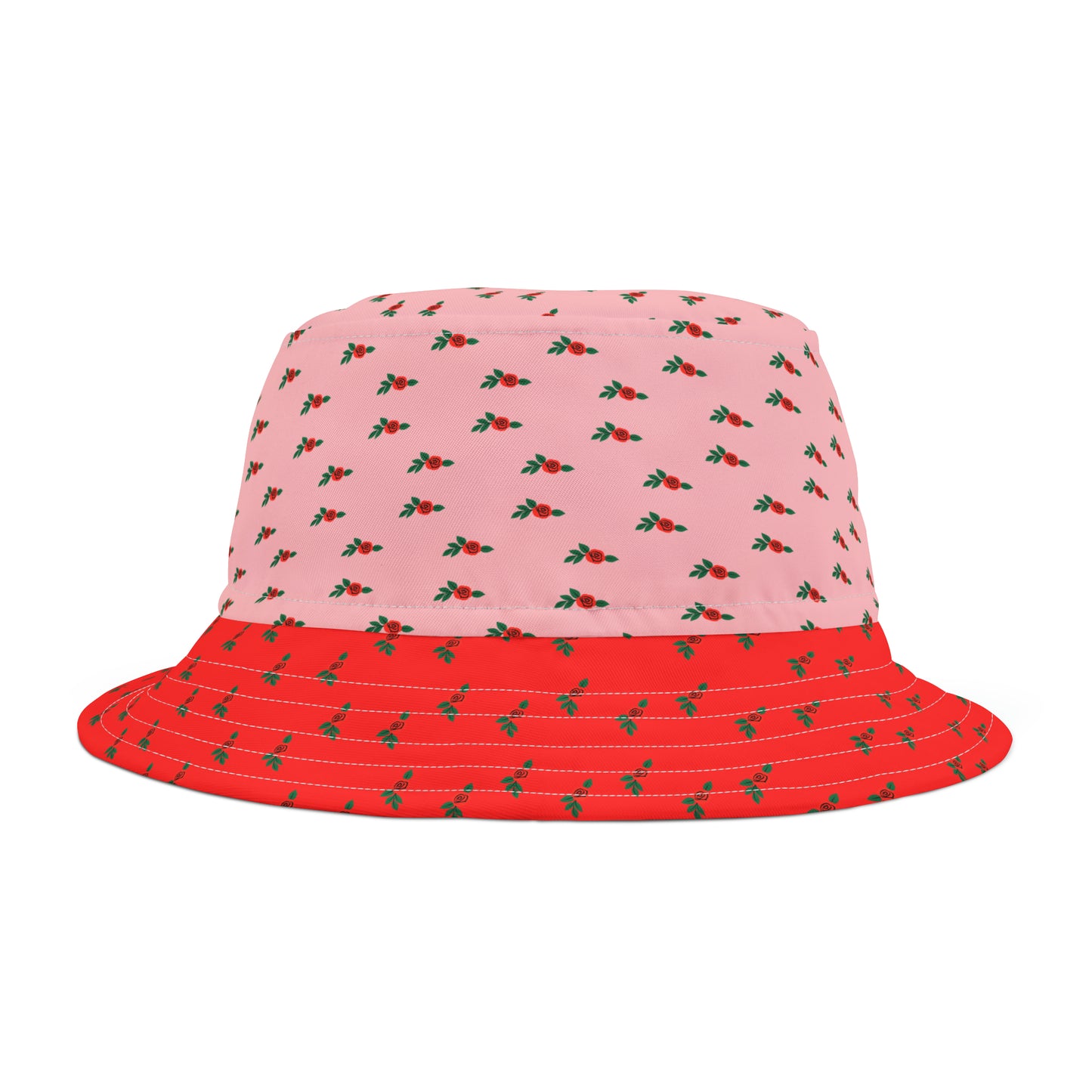 Red and Pink Floral Bucket Hat (AOP)