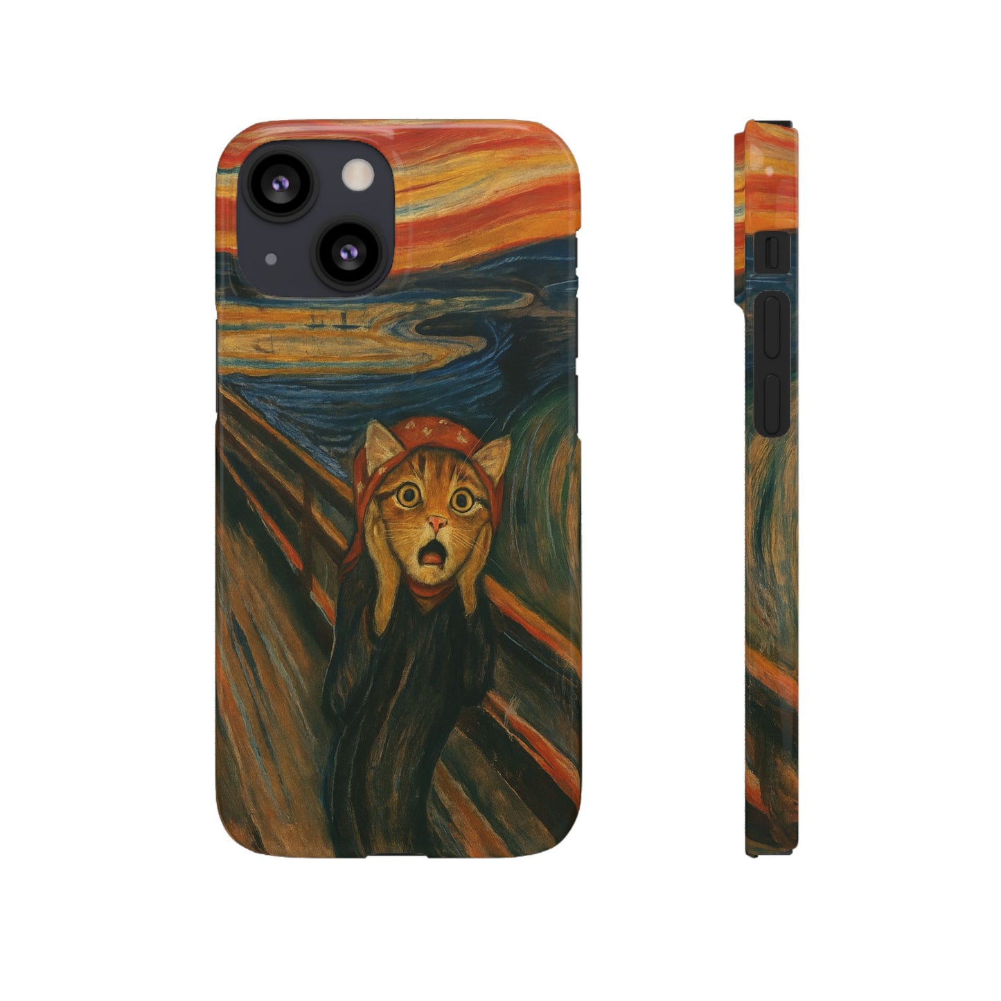Babushka Cat x Edvard Munch The Scream Parody Art Snap Case