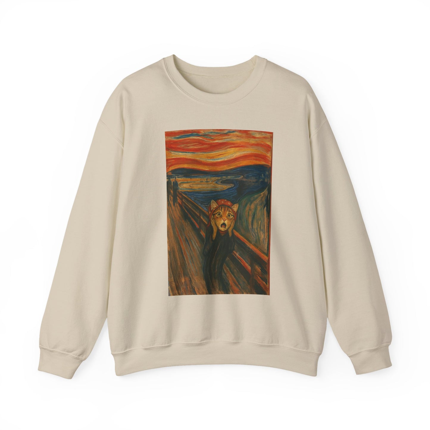 Babushak Cat x Edvin Munch Tabby Cat Art Unisex Heavy Blend™ Crewneck Sweatshirt