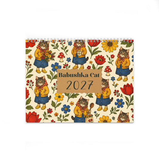 Babushka Cat 2027 Wall Calendar (2 Sizes)