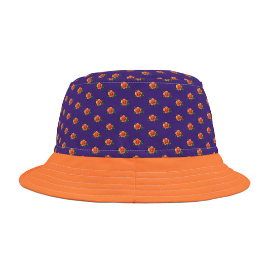 Orange and Purple Floral Bucket Hat (AOP)