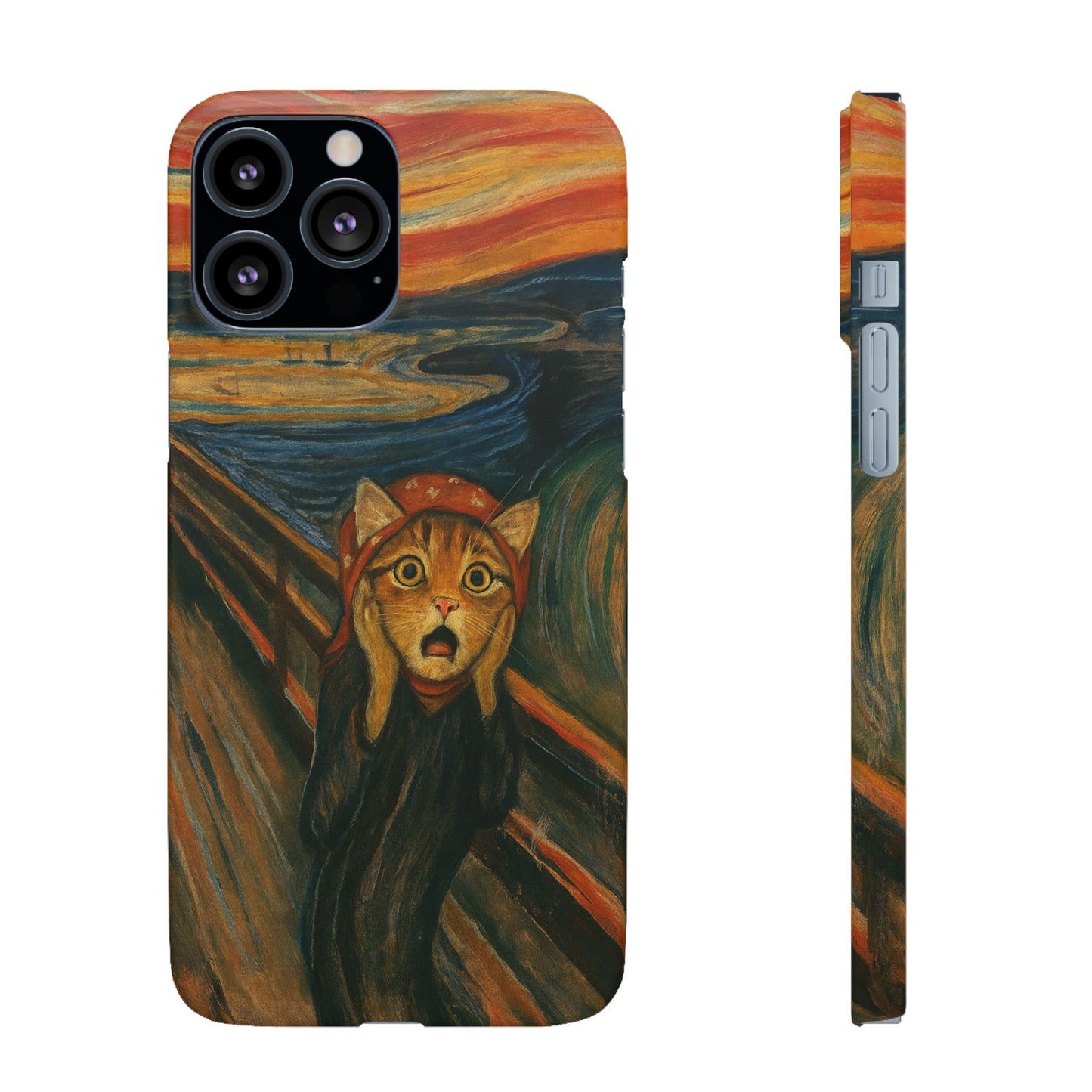 Babushka Cat x Edvard Munch The Scream Parody Art Snap Case