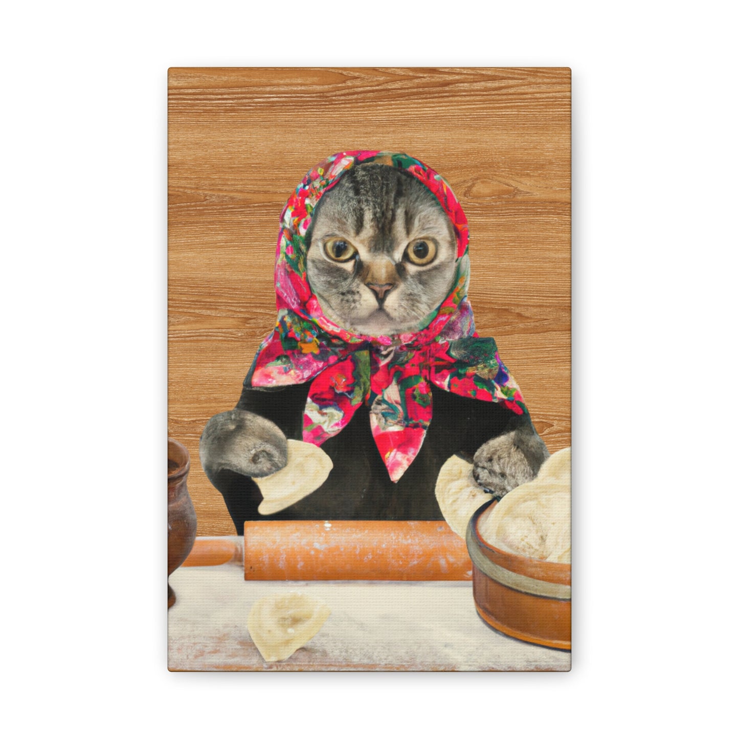 Babushka Cat Makes Pierogi Wall Art