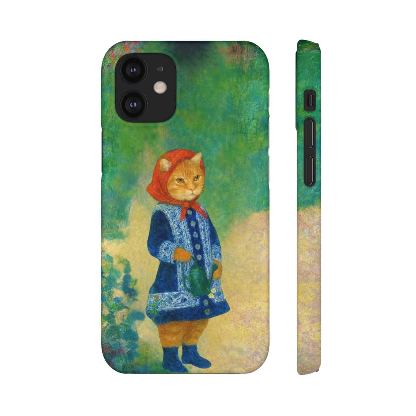 Babushka Cat With a Watering Can x Renoir Funny Art  Slim Phone Case