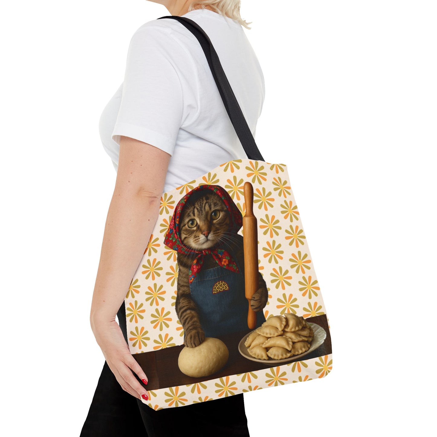 Babushka Cat ™ Adorable Polish Theme Tote Bag (AOP), Pierogi Gifts