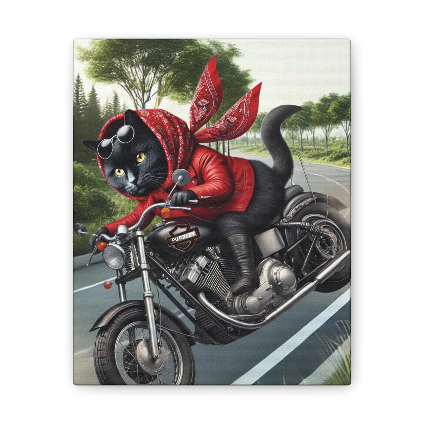 Purrley Maven, Motorcycle Cat, Sassy Kitty Kitschy Cat Art