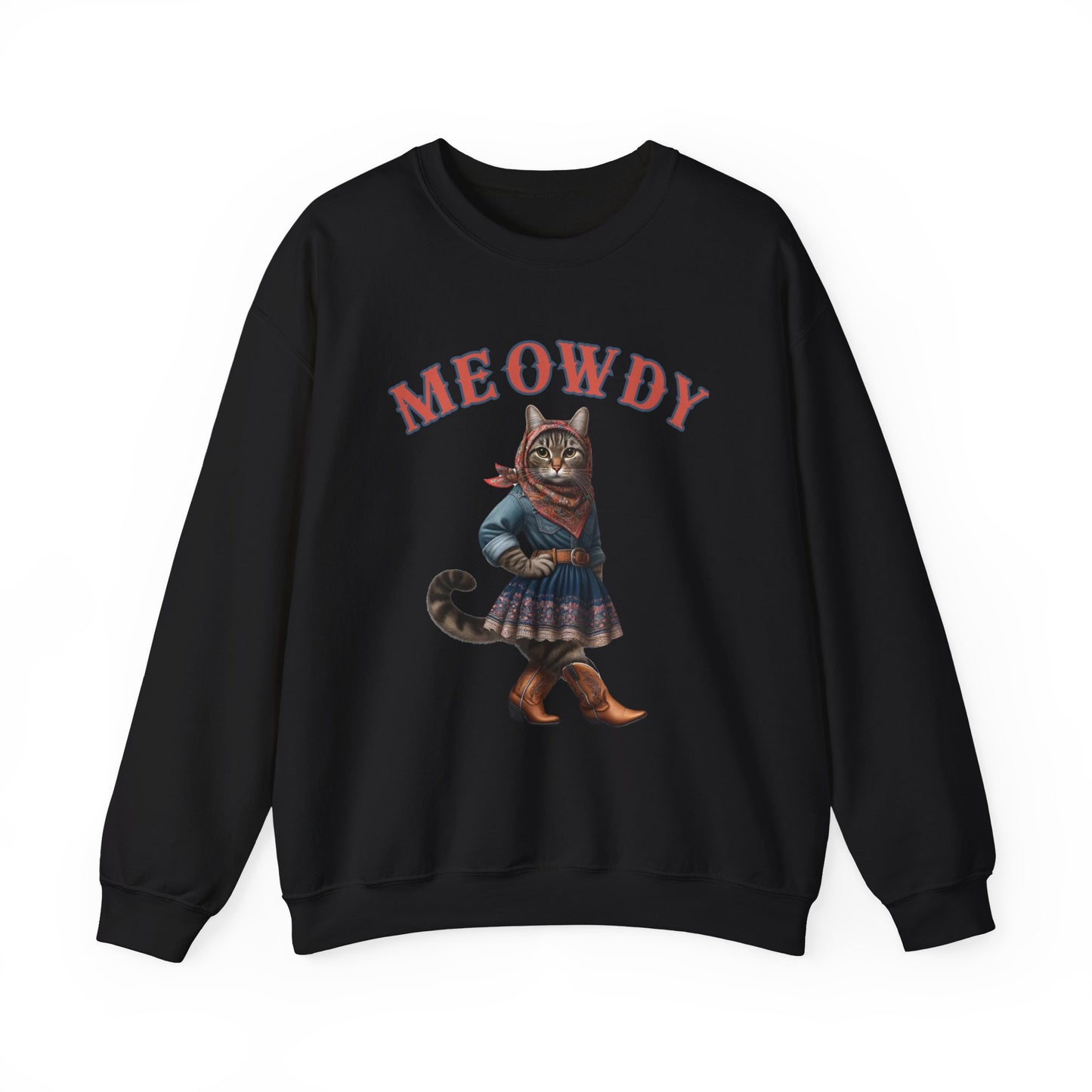 Babushka Cat Goes Country Unisex Heavy Blend™ Crewneck Sweatshirt