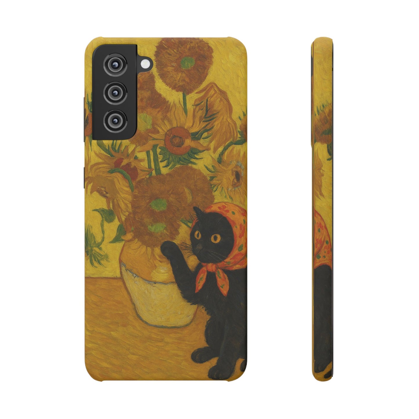 Babushka Cat Van Gogh Sunflowers Snap Phone Case