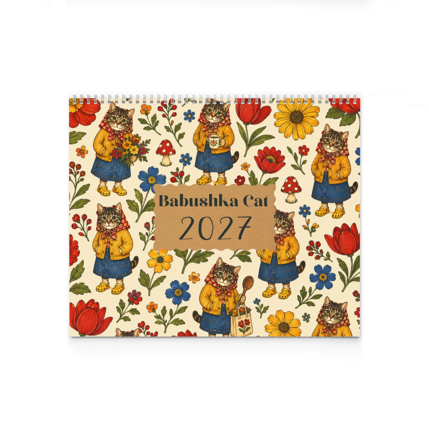 Babushka Cat 2027 Wall Calendar (2 Sizes)