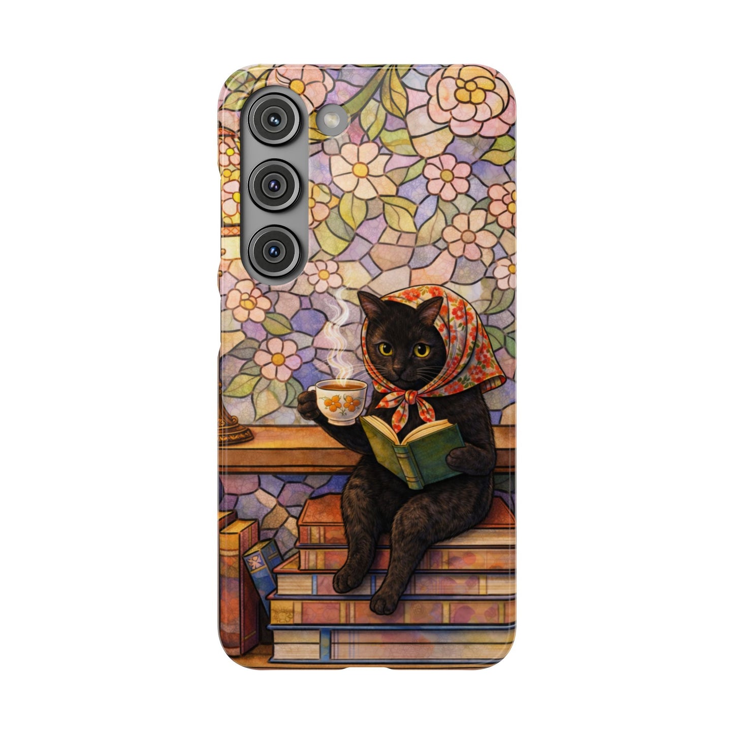 Babushka Cat Reads Artistic Literary Snap Phone Cases