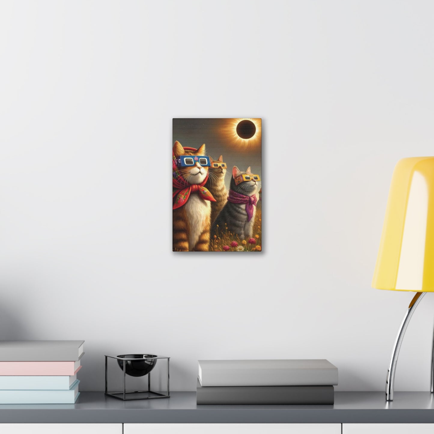 Babushka Cats Eclipse Watchers Wall Art