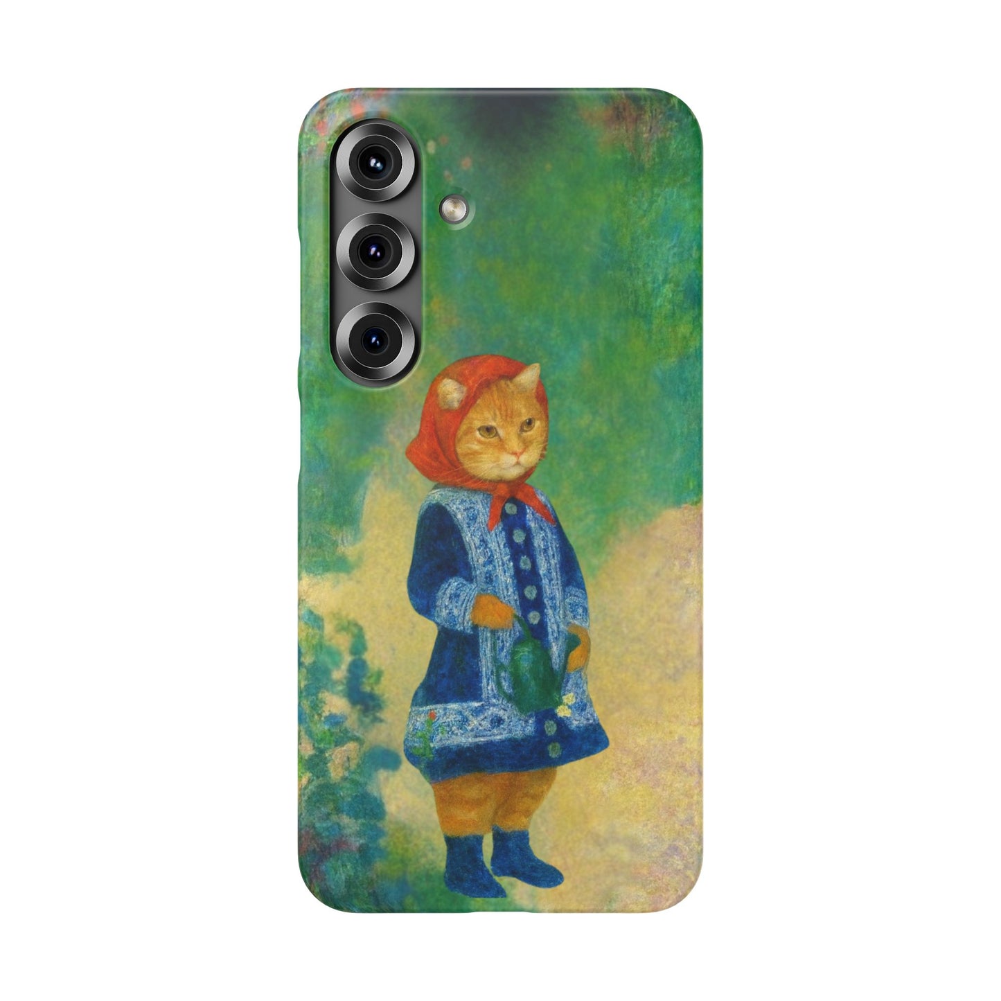 Babushka Cat With a Watering Can x Renoir Funny Art  Slim Phone Case