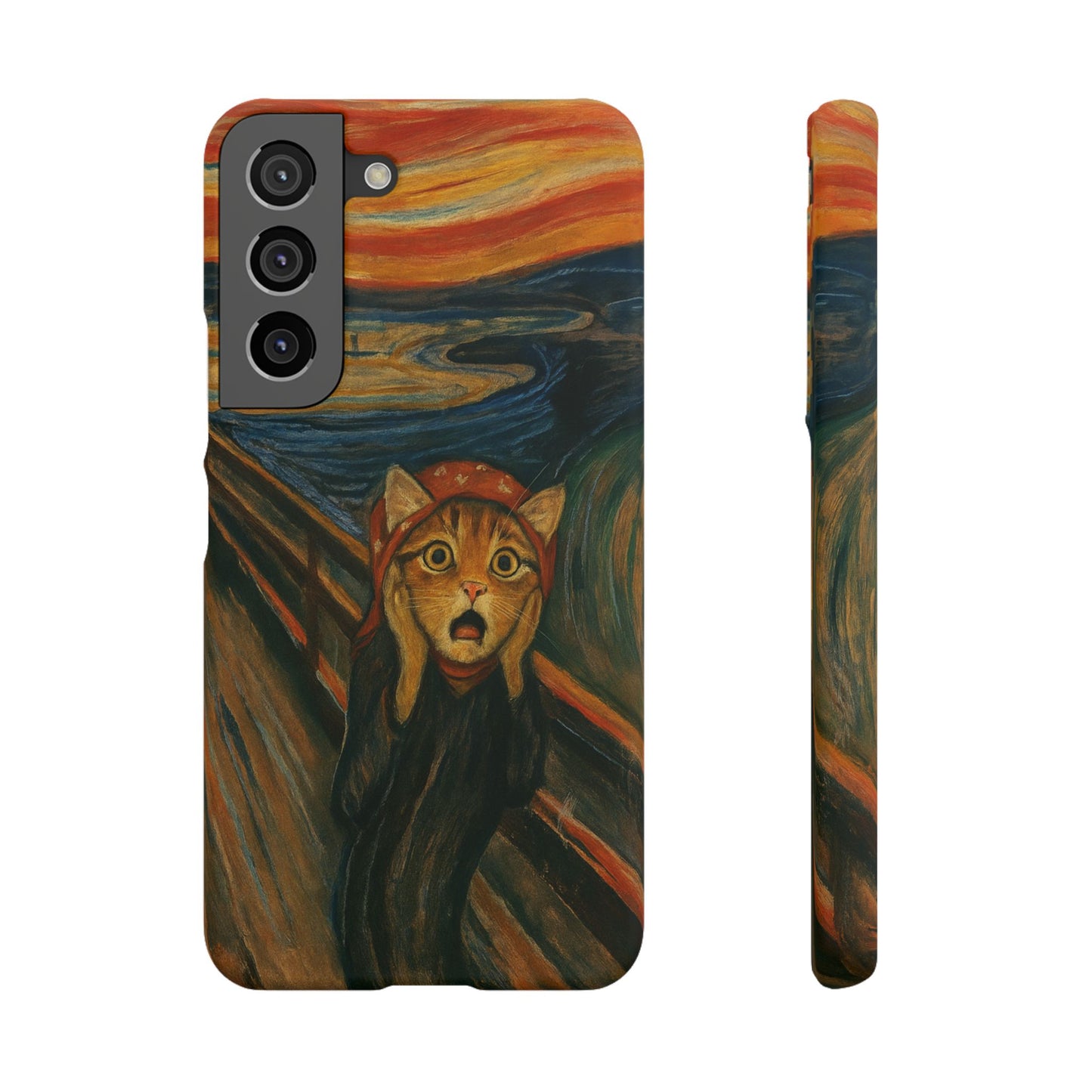 Babushka Cat x Edvard Munch The Scream Parody Art Snap Case