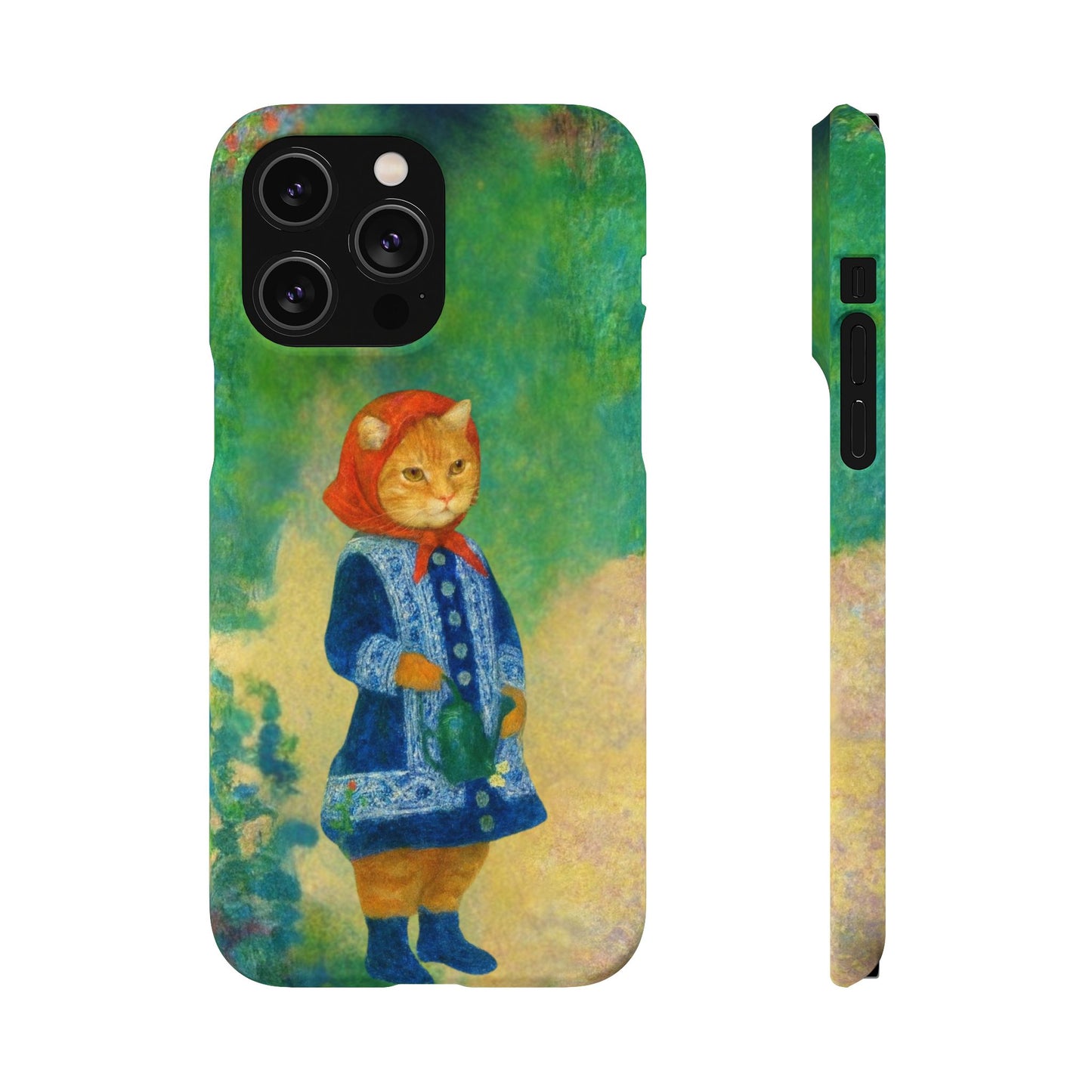 Babushka Cat With a Watering Can x Renoir Funny Art  Slim Phone Case
