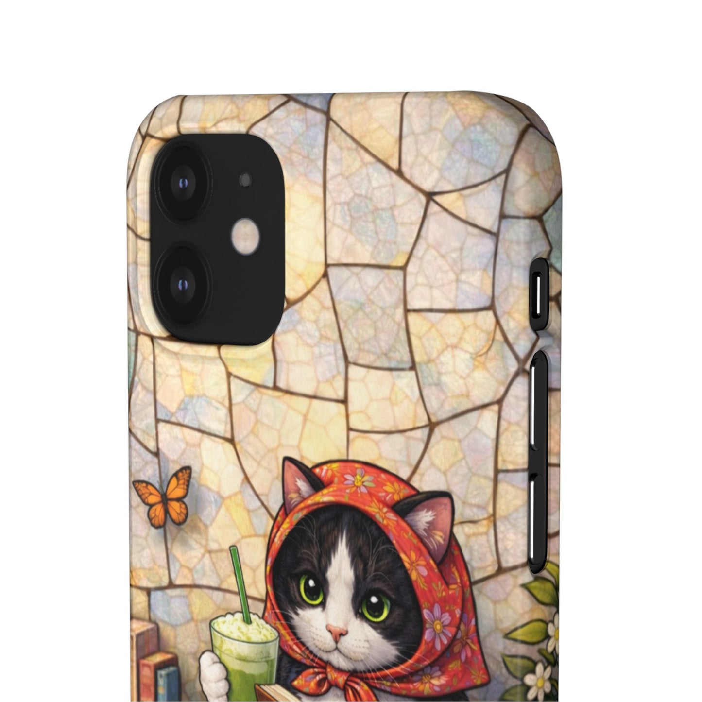 Babushka Cat Reads, Tuxedo Cat Literary Snap Phone Case