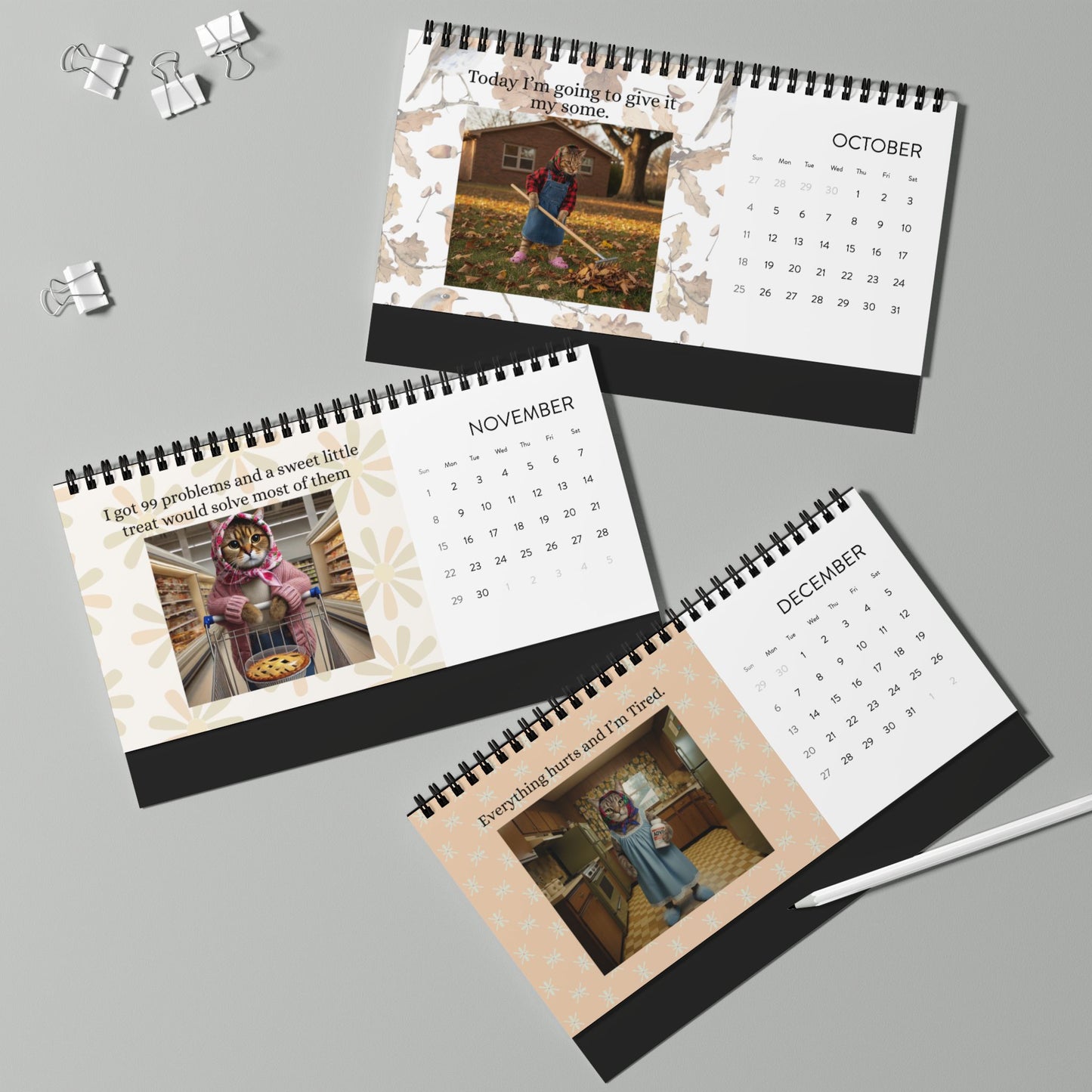 Babushka Cat Desktop Calendar (2026) Best of Memes Version