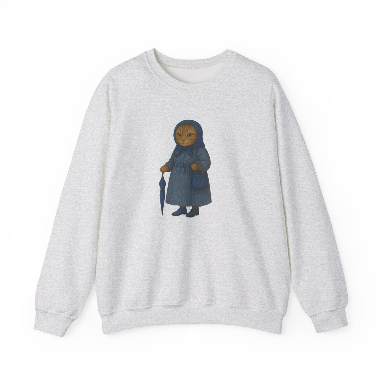 Babushka Cat Sweatshirt - Kitschy and Cute Unisex Crewneck