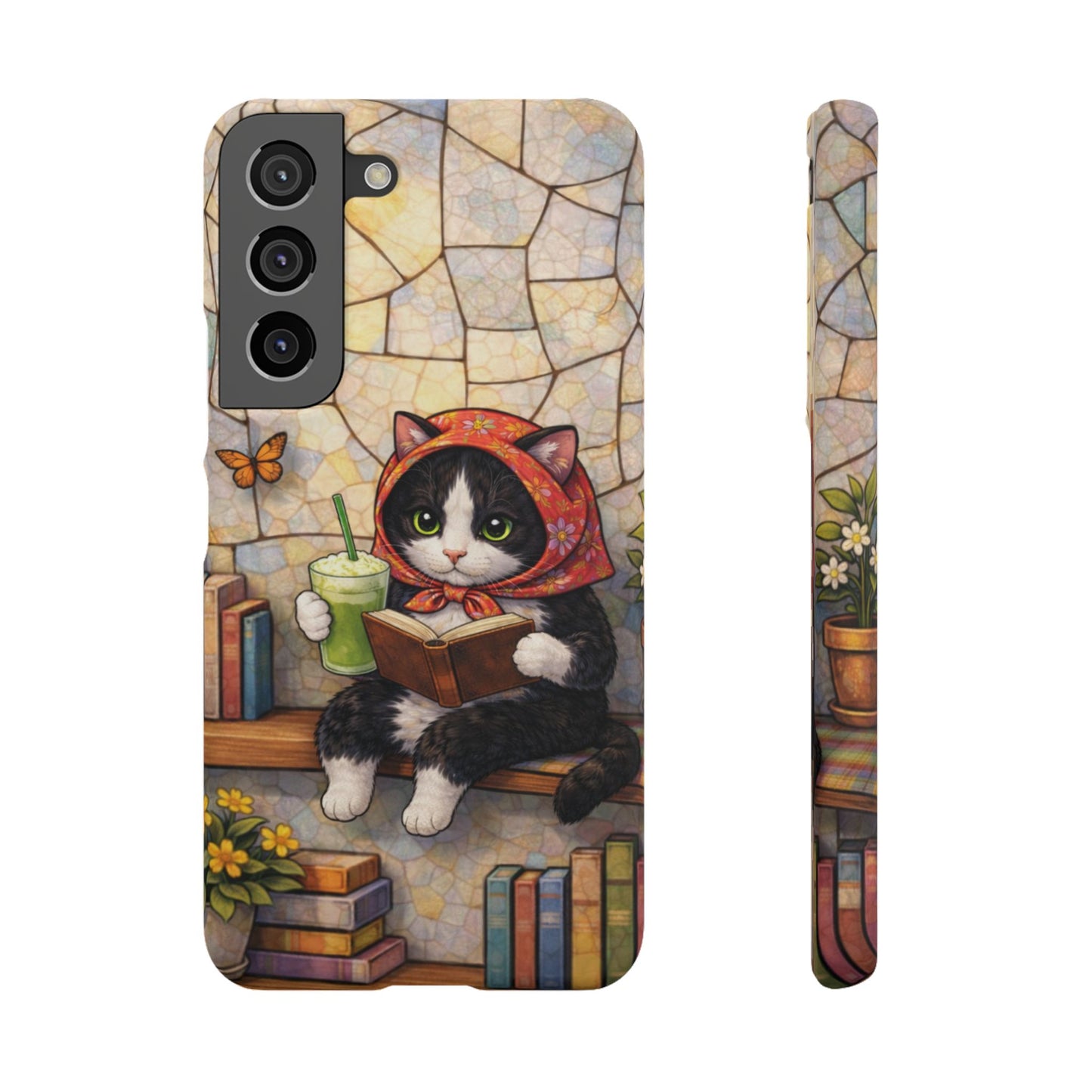 Babushka Cat Reads, Tuxedo Cat Literary Snap Phone Case