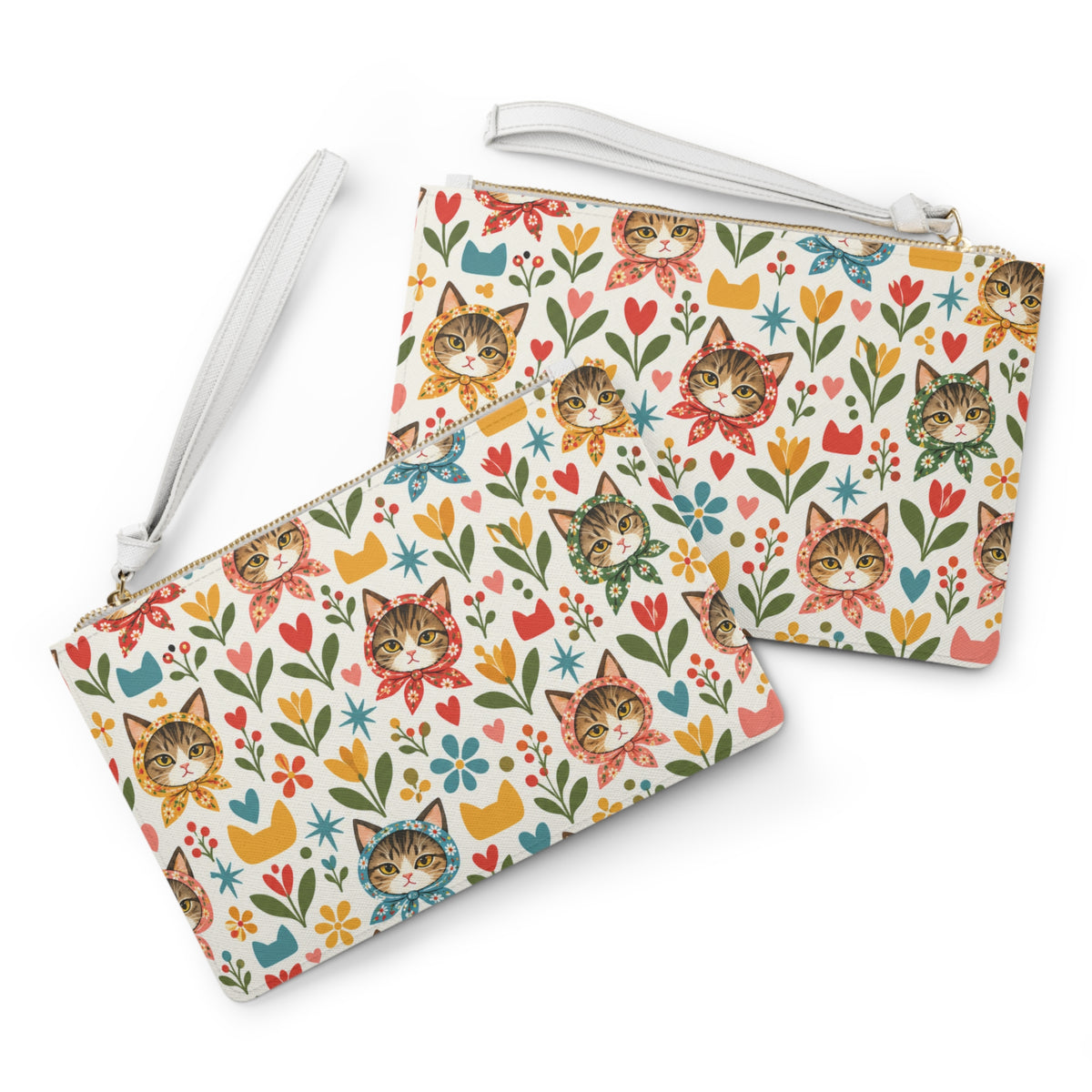 Babushka Cat Heads Whimsical Clutch Bag