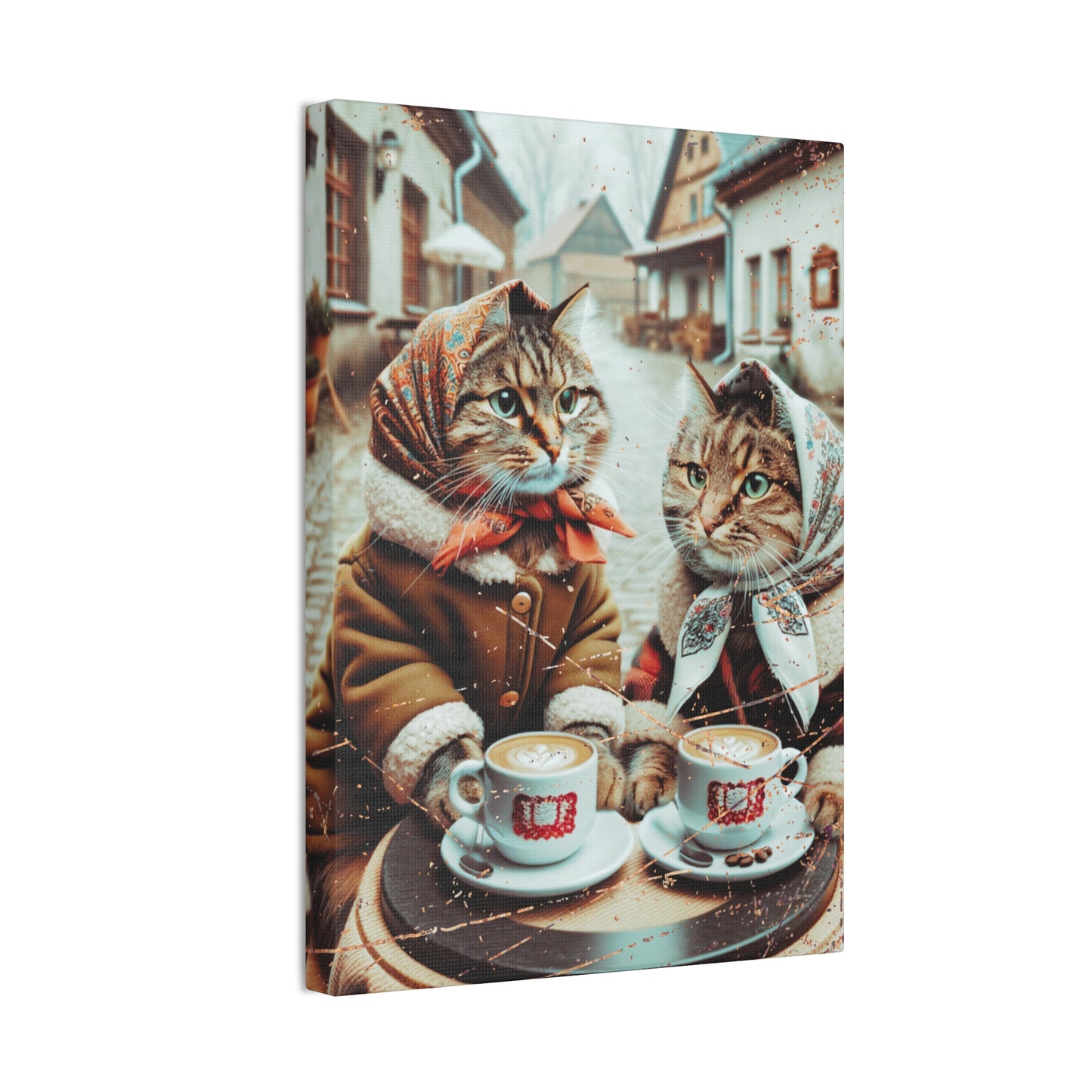 Babushka Cats Coffee Time Wall Art,