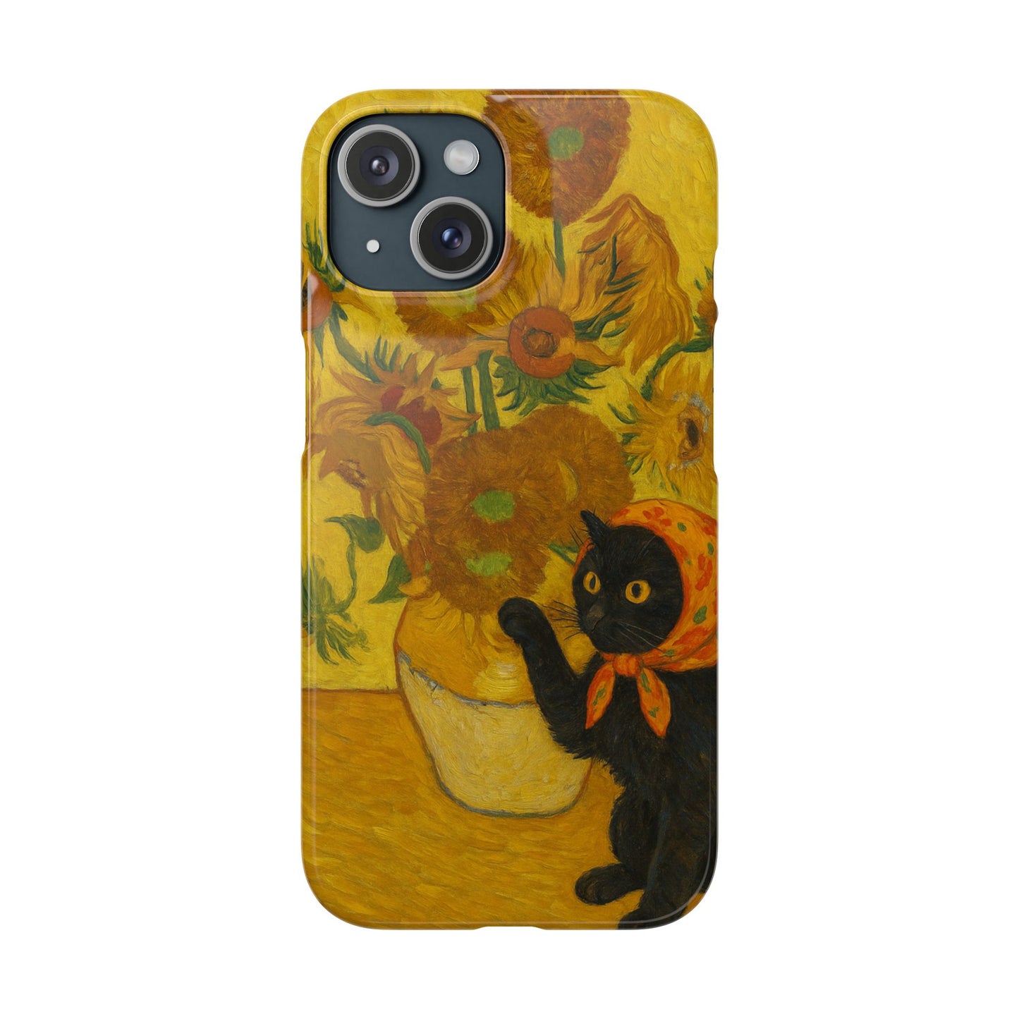 Babushka Cat Van Gogh Sunflowers Snap Phone Case