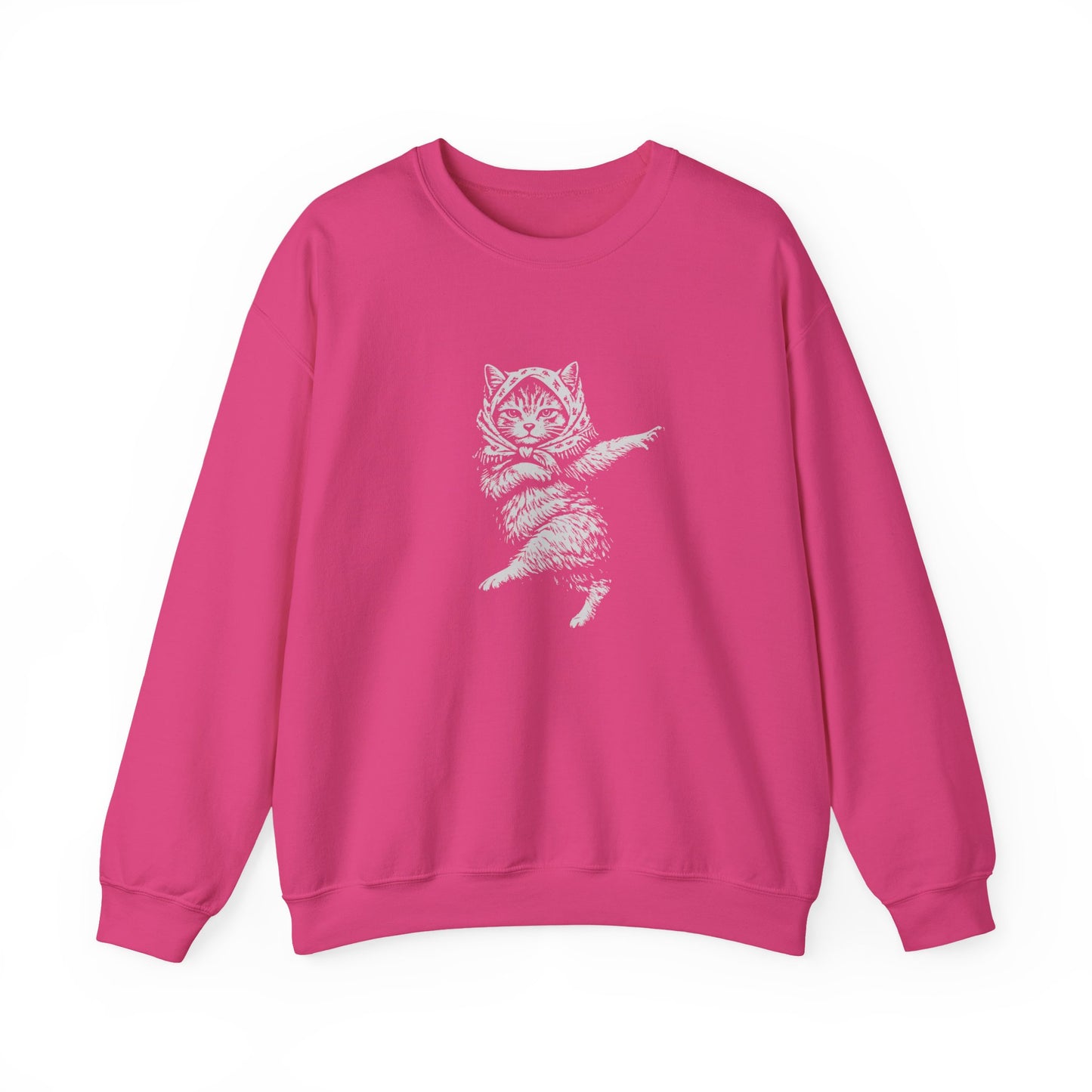 Babushka Cat Linocut Sweatshirt Unisex Heavy Blend™