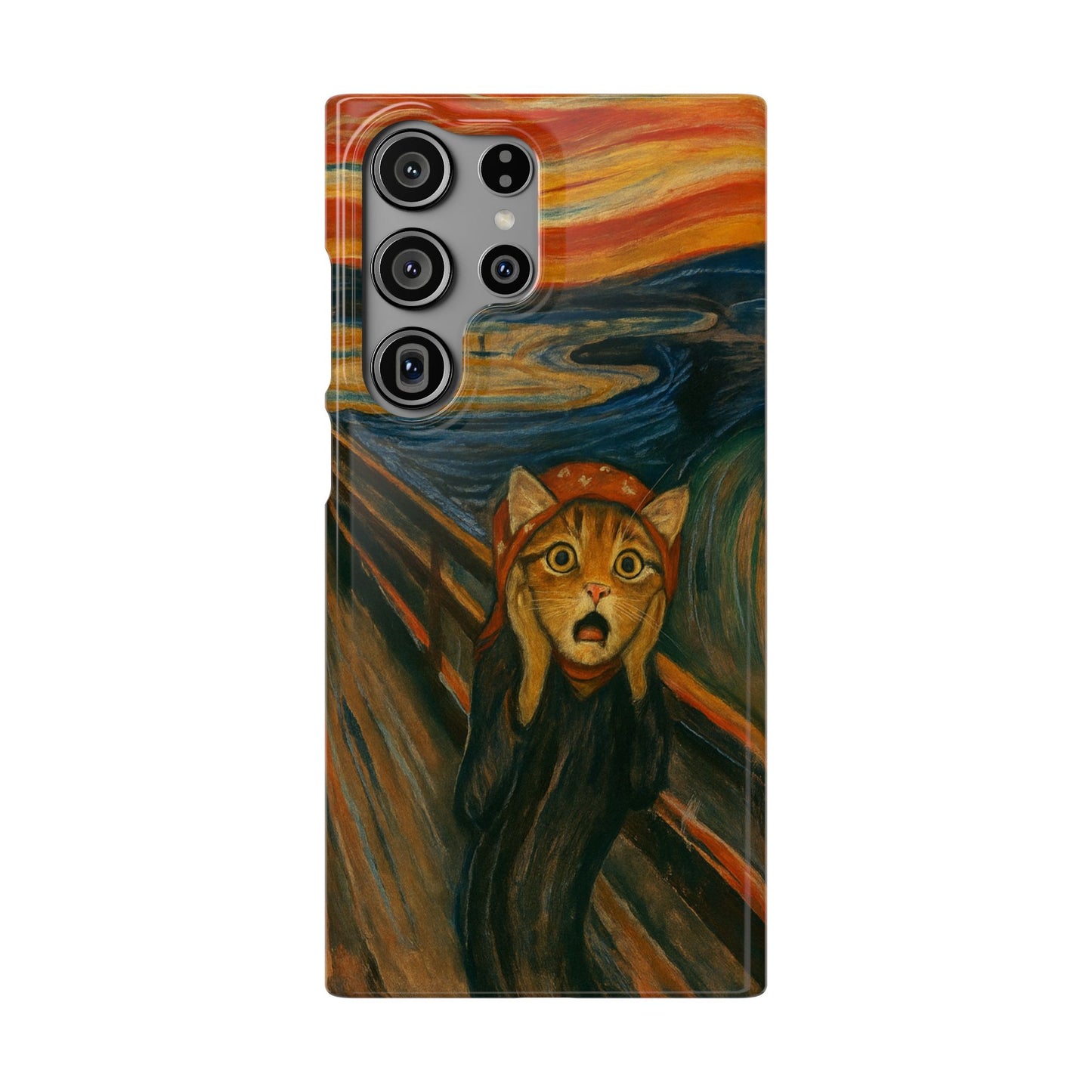 Babushka Cat x Edvard Munch The Scream Parody Art Snap Case