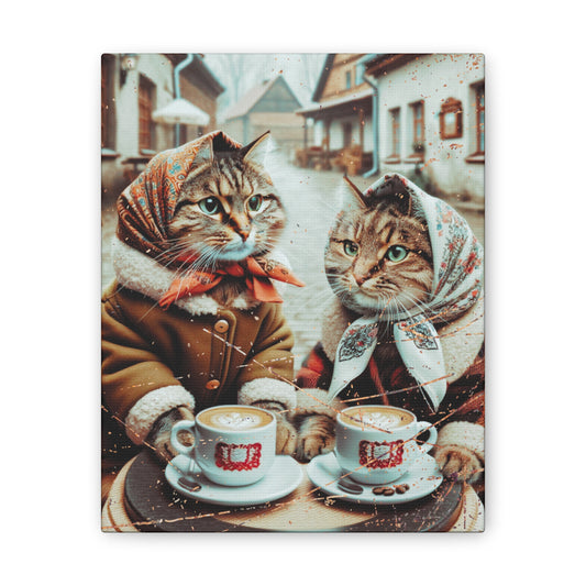 Babushka Cats Coffee Time Wall Art,