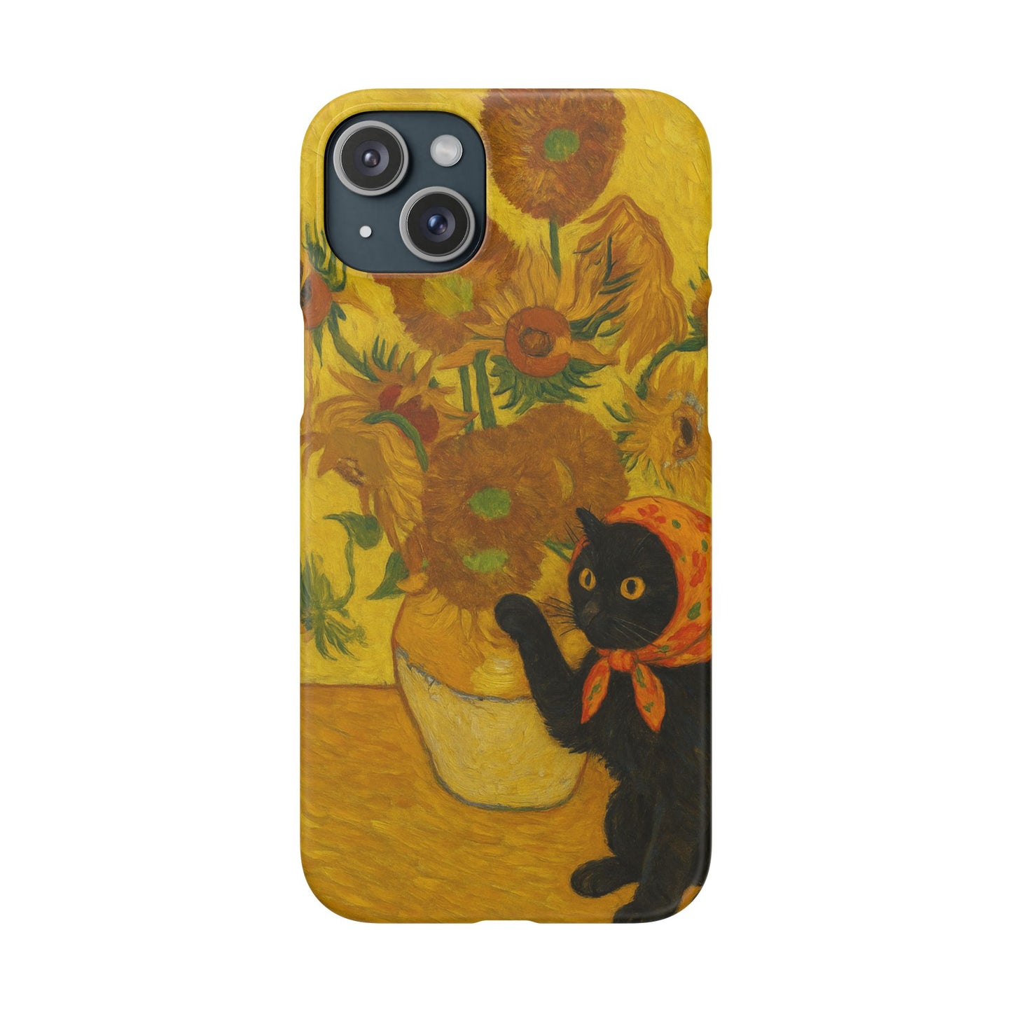 Babushka Cat Van Gogh Sunflowers Snap Phone Case