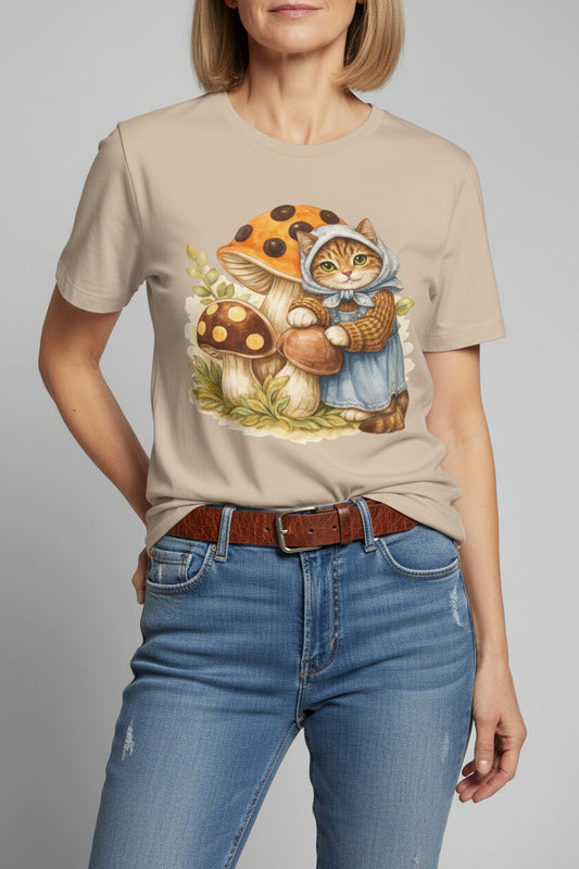 Babushka Cat Merry Mushroom Unisex Jersey Short Sleeve Tee