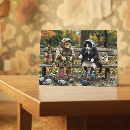 Babushka Cats Greeting Cards Set of 10-Blank Inside