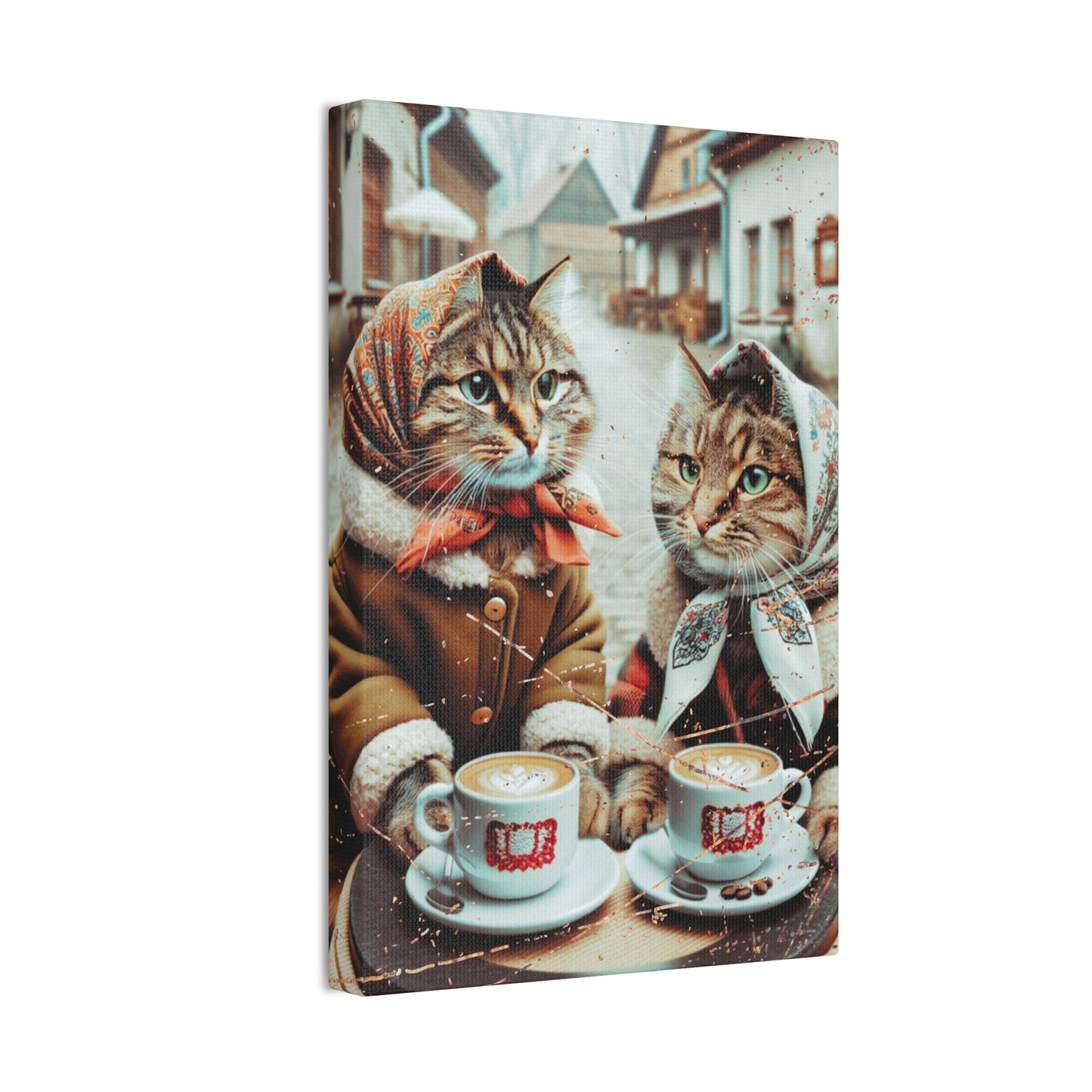 Babushka Cats Coffee Time Wall Art,