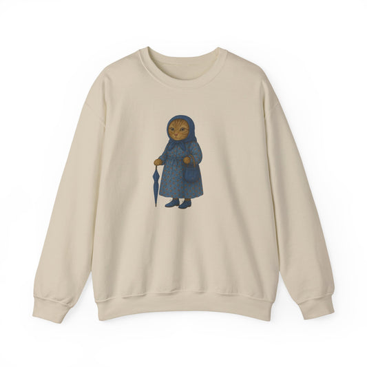 Babushka Cat Sweatshirt - Kitschy and Cute Unisex Crewneck