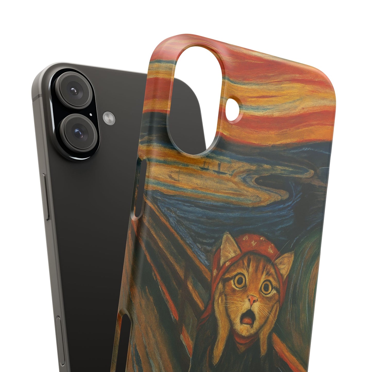 Babushka Cat x Edvard Munch The Scream Parody Art Snap Case