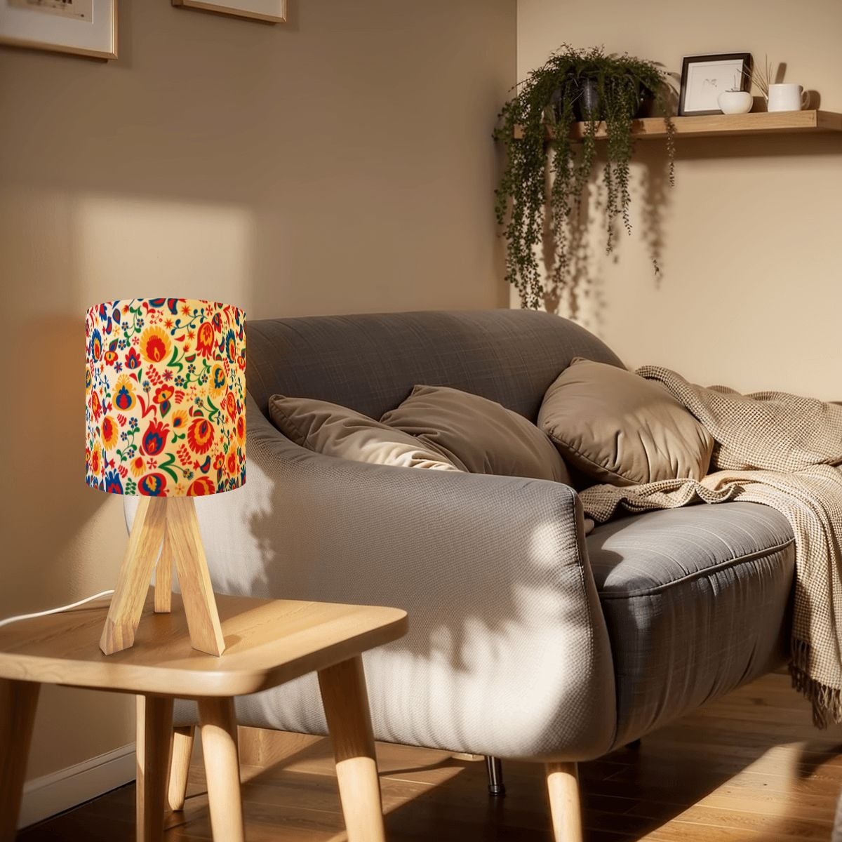 Floral Wycinanki Flowers, Tripod Table Lamp