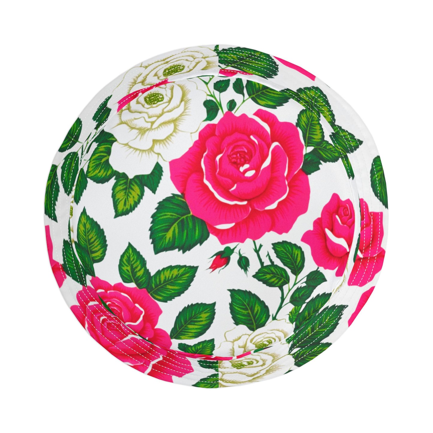 Pink and Green Cabbage Roses Floral Bucket Hat (AOP)