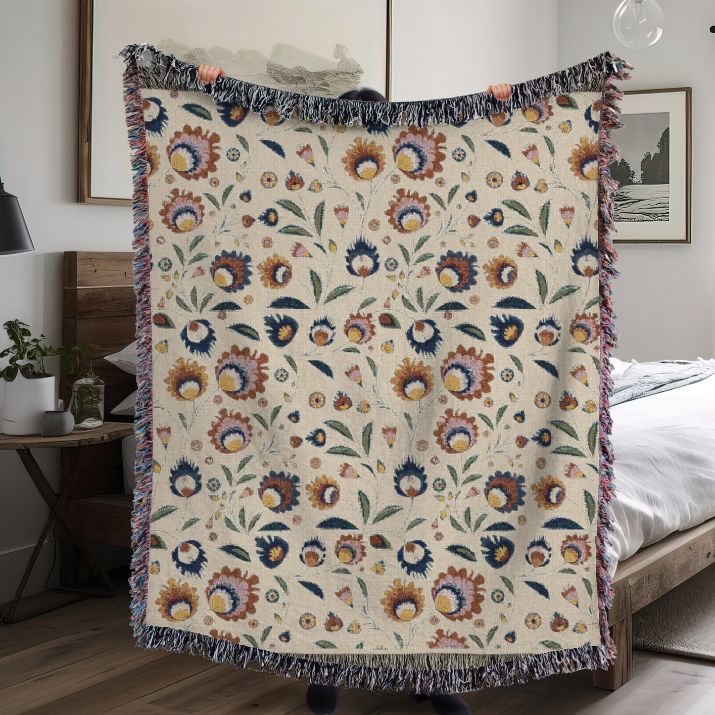 Polish Floral Folk Art Design Woven Blanket-Unique Polish Pride Gift