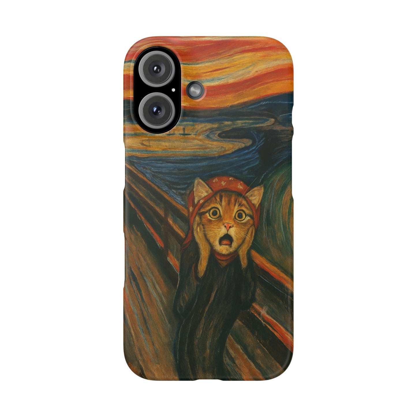Babushka Cat x Edvard Munch The Scream Parody Art Snap Case