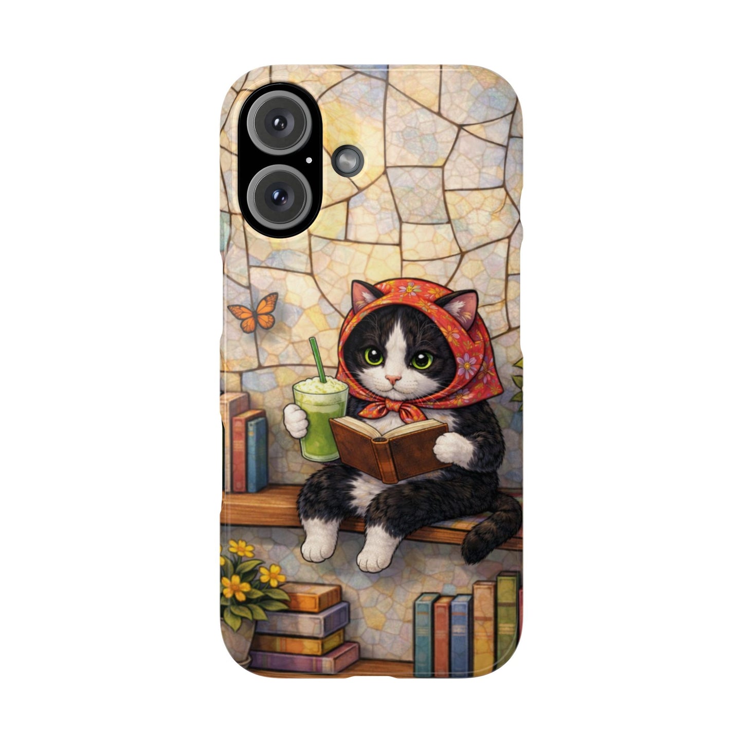 Babushka Cat Reads, Tuxedo Cat Literary Snap Phone Case
