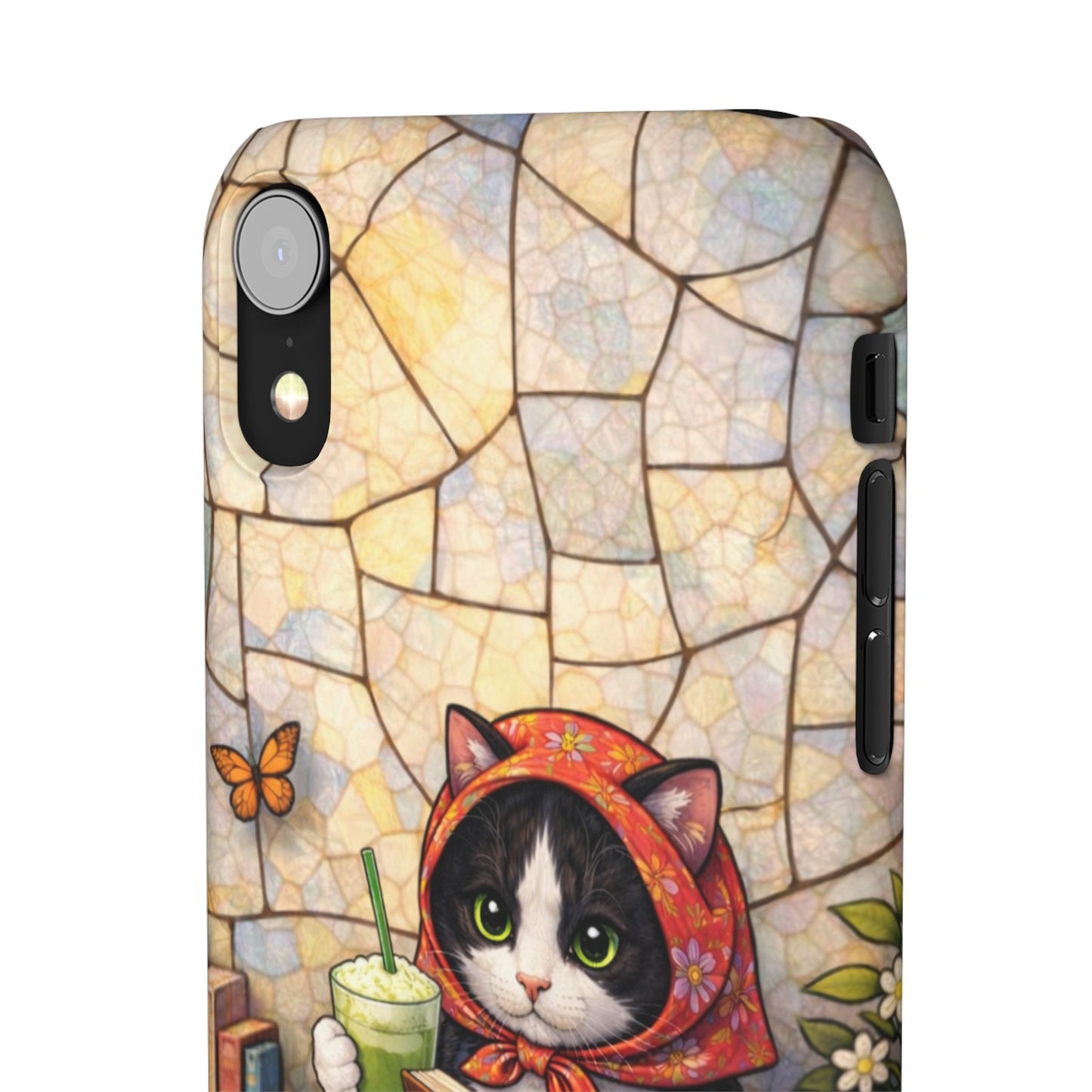 Babushka Cat Reads, Tuxedo Cat Literary Snap Phone Case