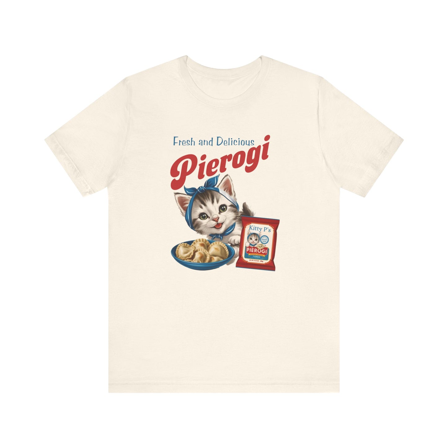 Babushka Cat, Vintage Kitten Piergoi Ad Unisex Jersey Short Sleeve Tee