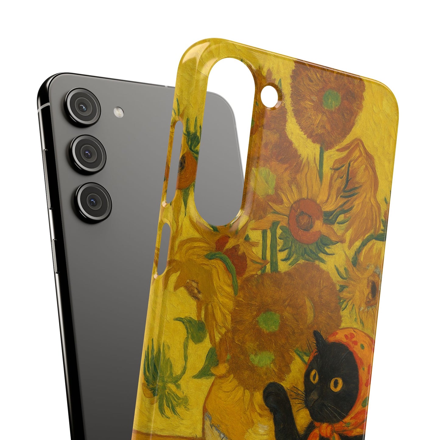 Babushka Cat Van Gogh Sunflowers Snap Phone Case