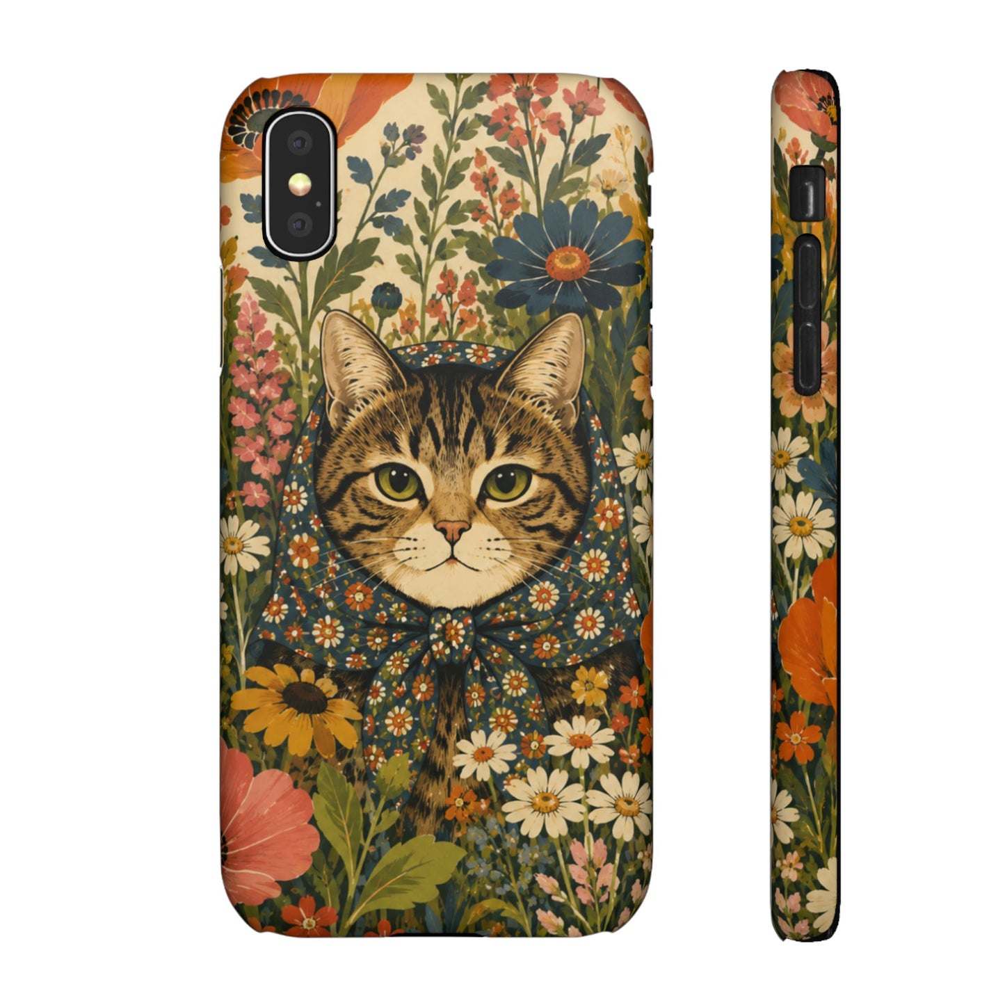 Babushka Cat Peeky Gardens Snap Phone Case